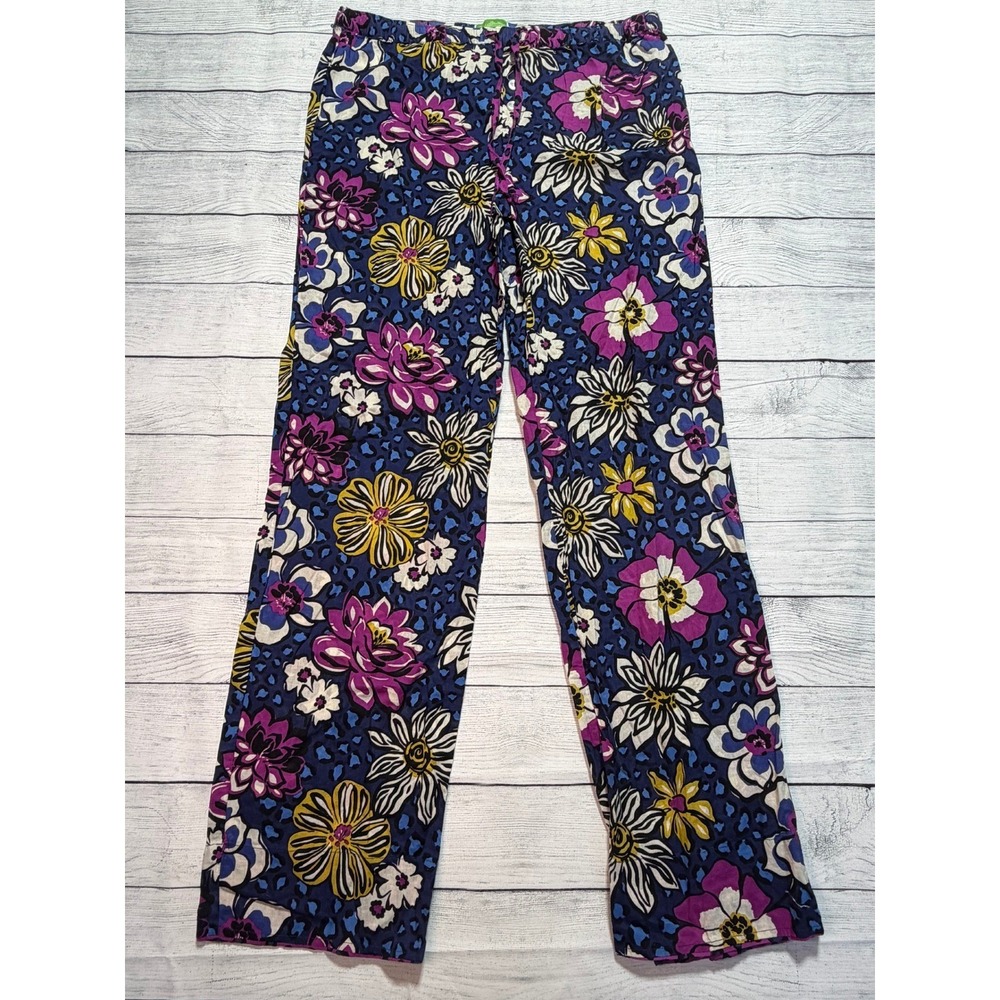 Vera Bradley African Violets Pajama pants Medium 100% Cotton‎ Comfy Loungewear